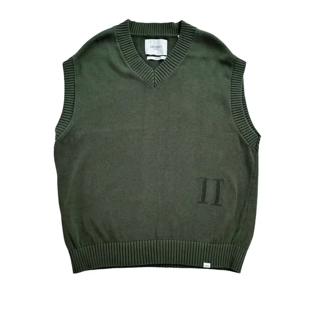 LES DEUX KNIT VEST SCANDINAVIAN STREETWEAR OVERSIZE FIT LINEN BLEND MEN SIZE M